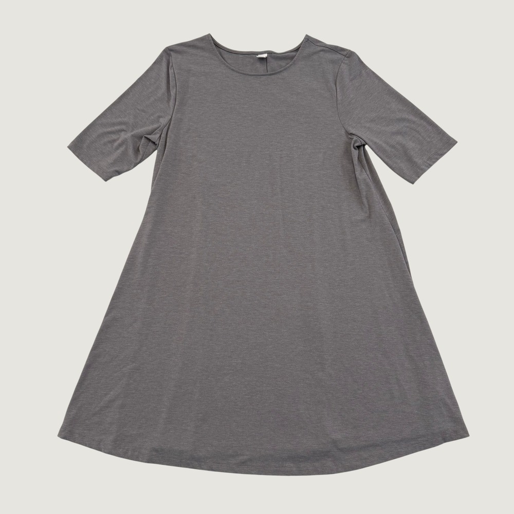 Old Navy Women's Size L Heather Gray Short Sleeve Swing Dress Stretch Casual